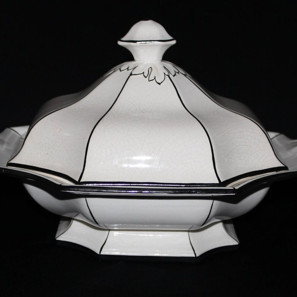 Exquisite Antique German Covered Serving Dish | Steingutfabrik Witteburg